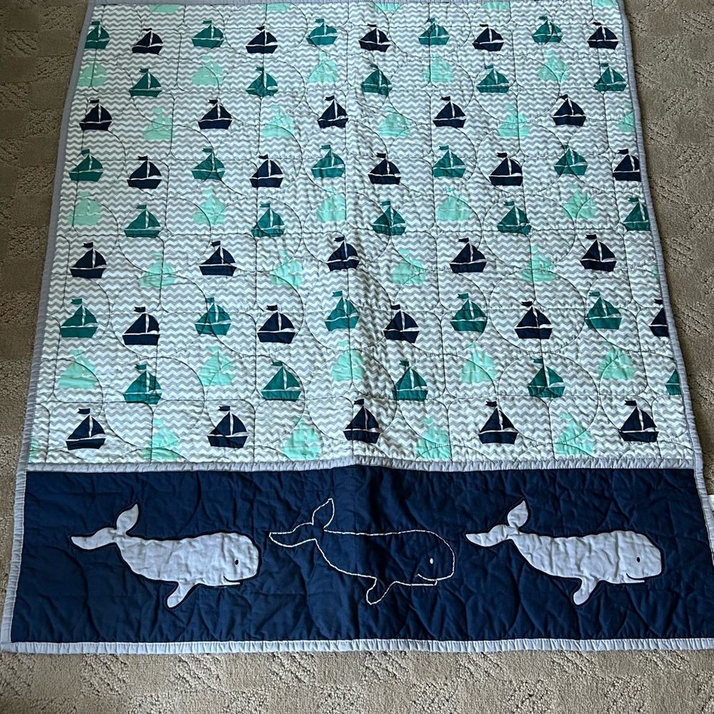Wendy Bellissimo whale cotton baby quilt